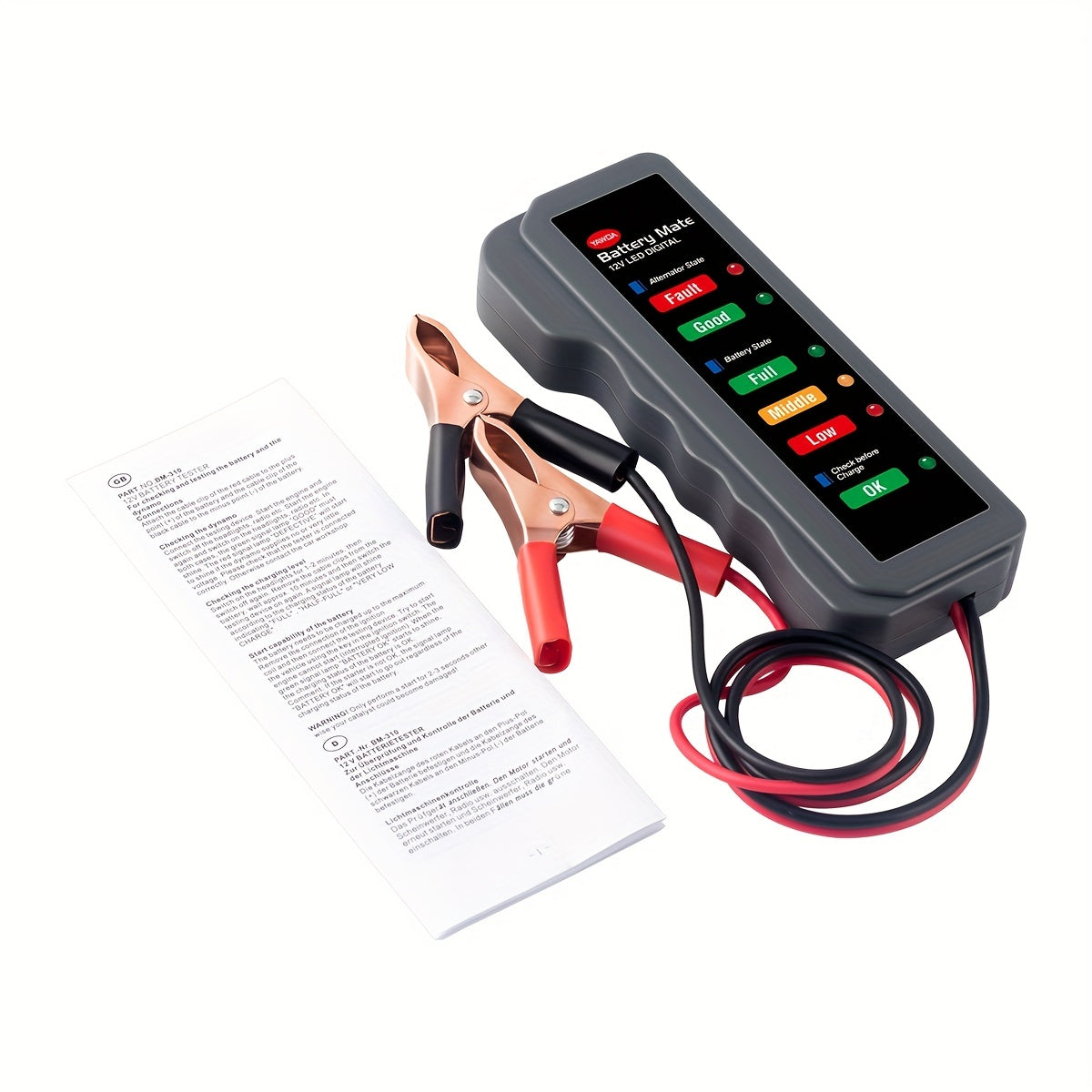 Digital 12V Car Battery Tester Alternator Tester with LED Display for Cars and Motorcycles