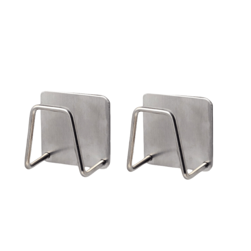 Stainless Steel Sponge Holder Set Wall Mount No-Drill Kitchen Bathroom Storage