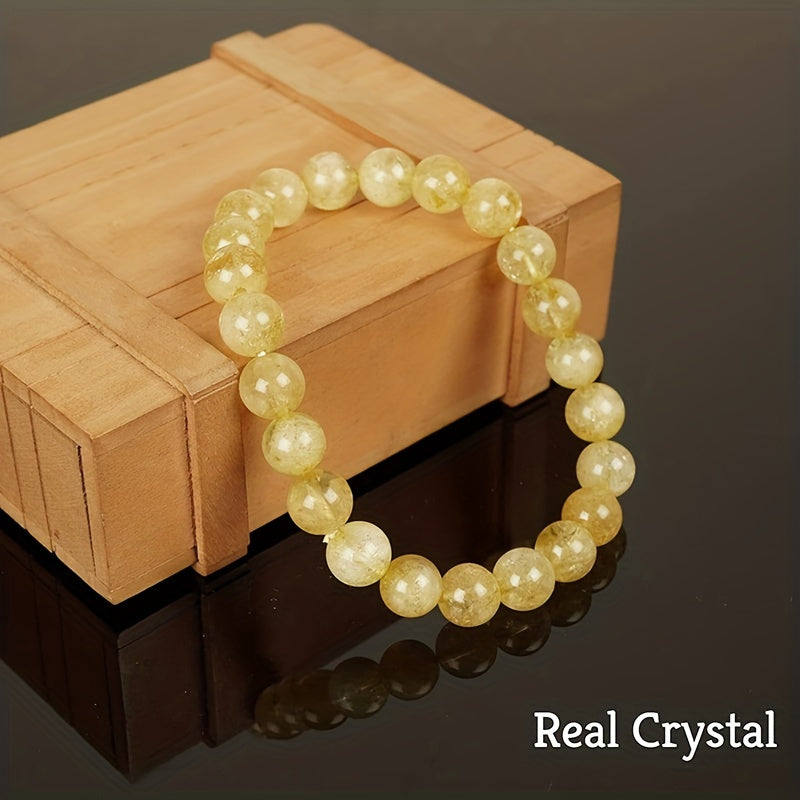 Natural Citrine Crystal Bead Bracelet for Yoga and Daily Wear