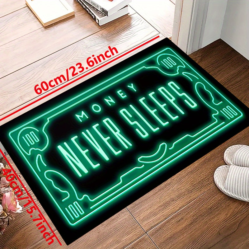 Money Never Sleeps Rug Non-Slip Waterproof Machine Washable Home Decor