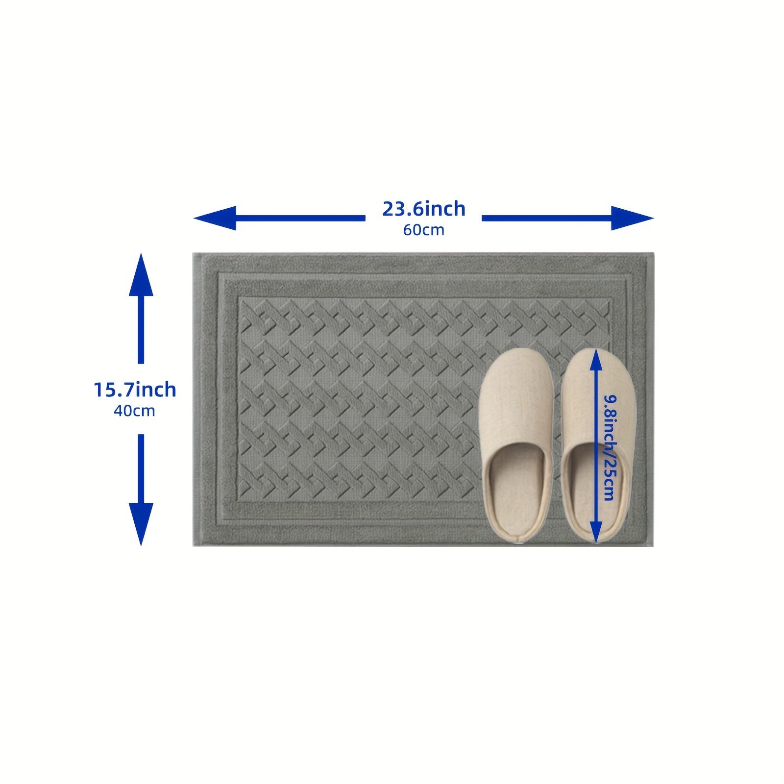 Non-Slip Bath Mat Absorbent Square Rug with Striped or Solid Colors for Bathroom Safety