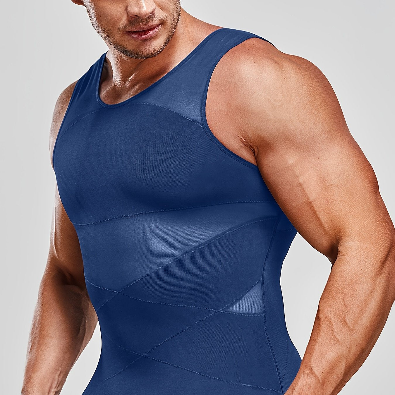 Men's Compression Shirt Slimming Tank Top Body Shaper Sleeveless Crew Neck Solid Color
