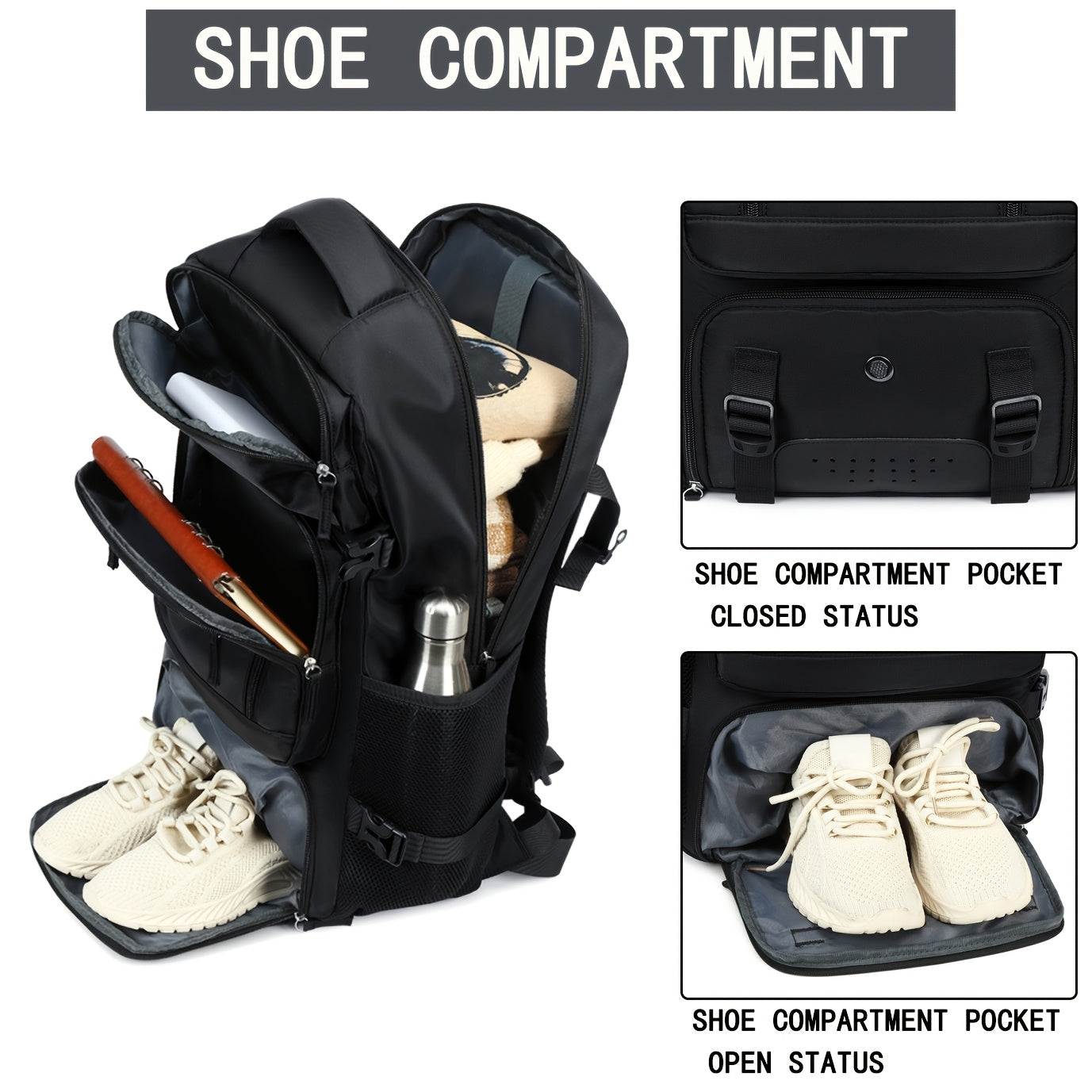 Light Blue Travel Backpack with 43.94cm Laptop Compartment Shoe Pocket Mesh Ventilation