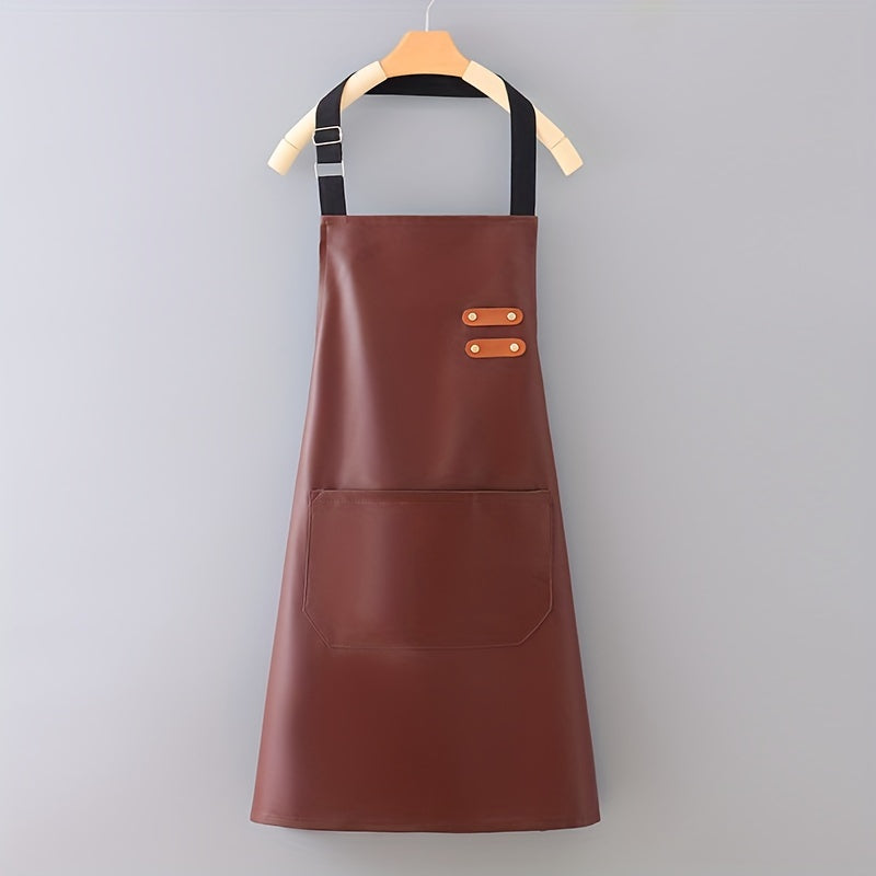 Fake Leather Apron for Cooking and Baking Durable Kitchen Apron with Adjustable Neck Strap