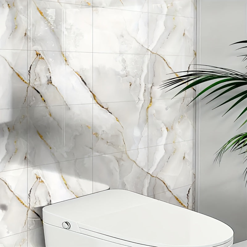 Adhesivos de pared de vinilo de mármol boho cuadrado reutilizables y lavables, PVC de alto brillo para cocina y baño