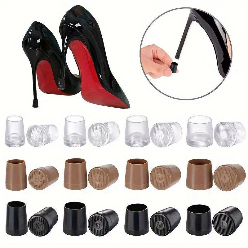 Women Heel Protectors 4 Pairs Anti-Slip Noise-Reducing Covers Assorted