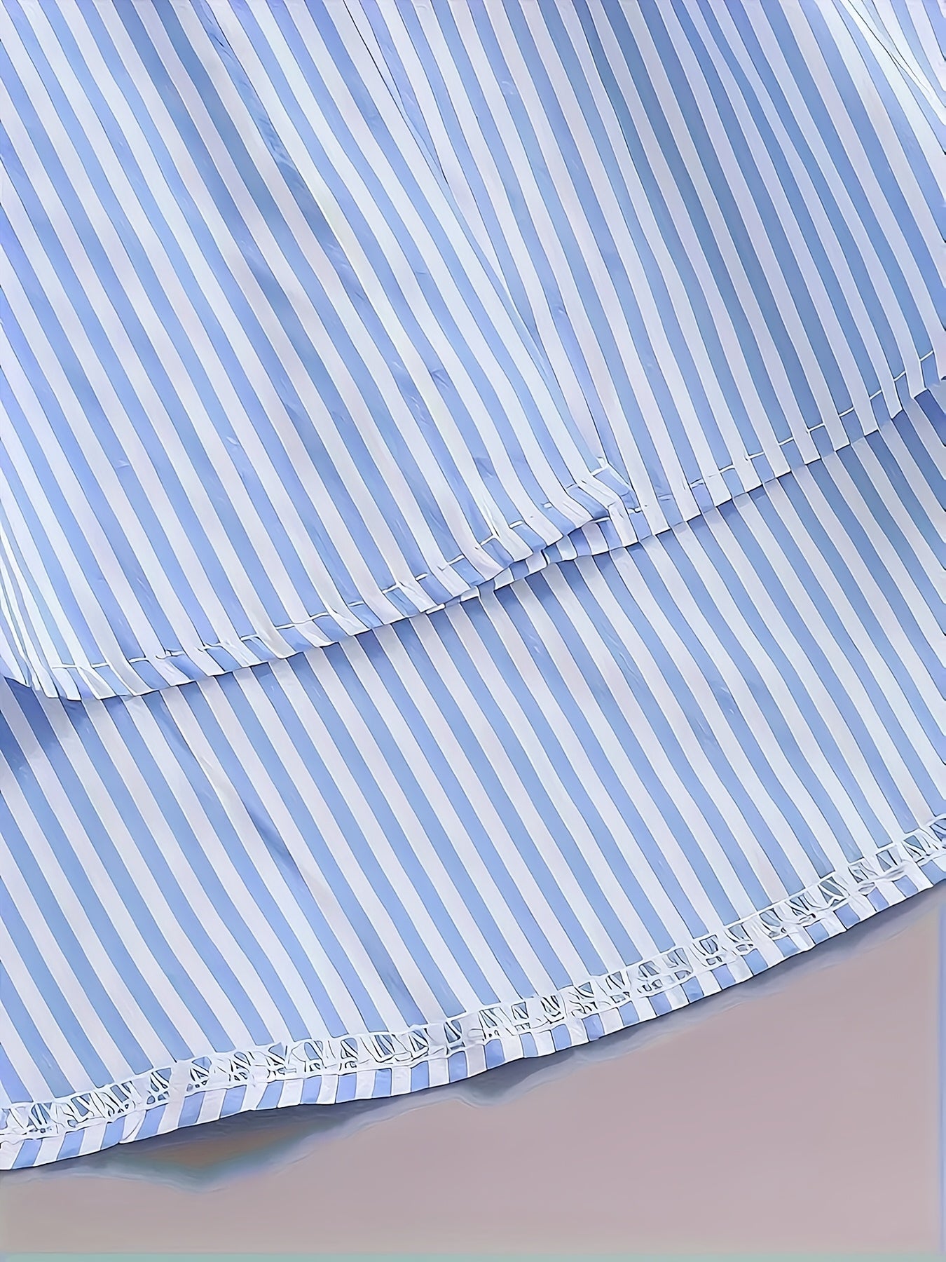 Plus Size Women's Striped Button-Down Shirt Long Sleeve Blue White