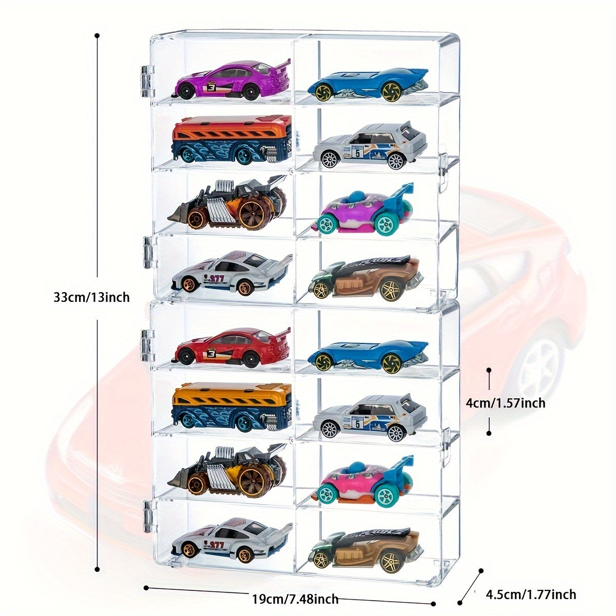 Acrylic Display Case for Cars 16 Slots Office Home Decoration