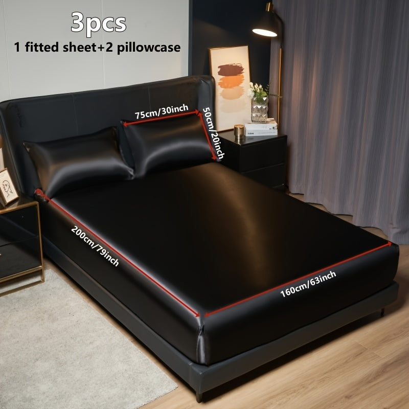 Набор простыней из сатина для кровати: двухспальная, полуторная, двуспальная, королевская, кинг — мягкая, комфортная, приятная для кожи и волос