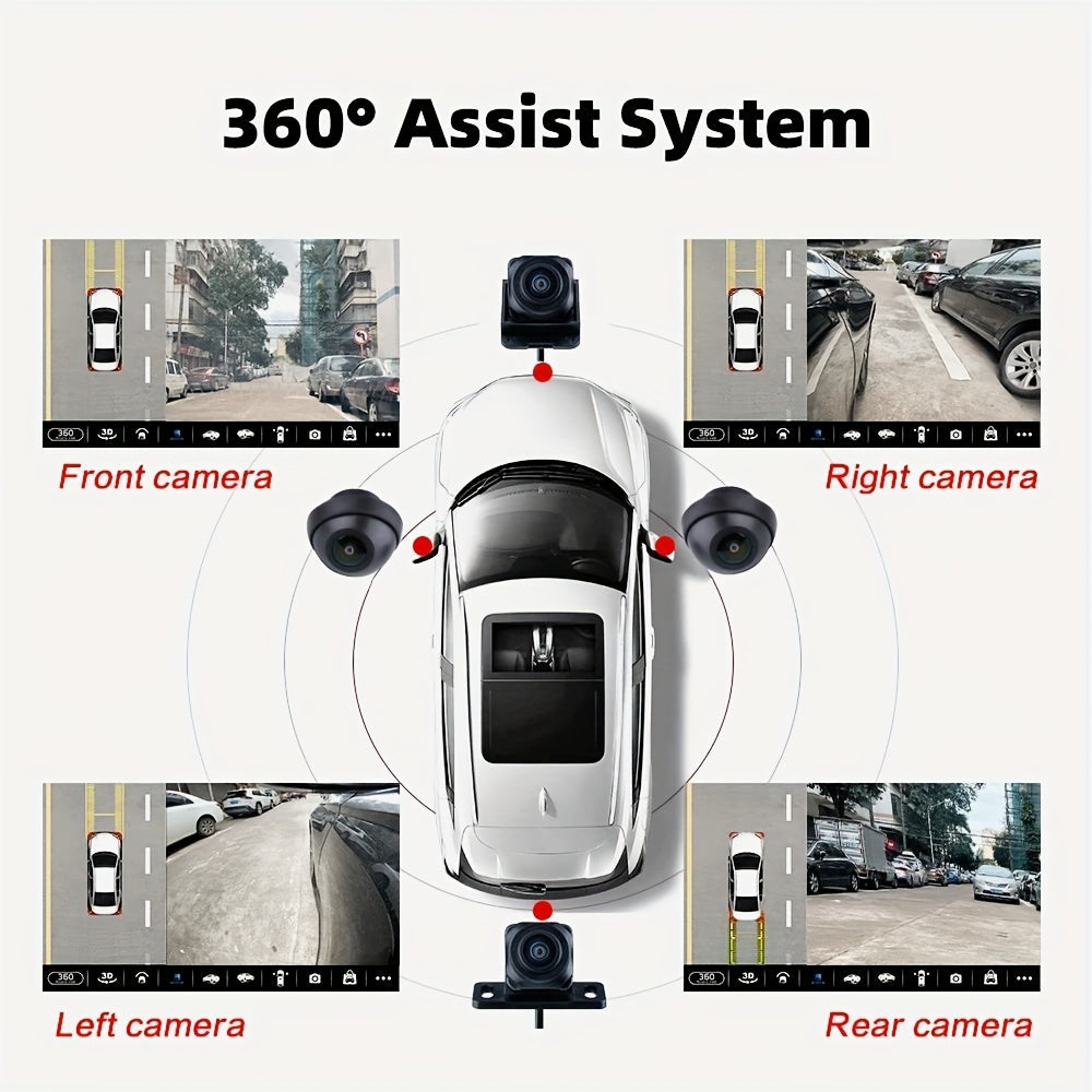 Sistema de cámara para coche 360 Panorámica Vista Surround 1080P Visión nocturna Sin batería