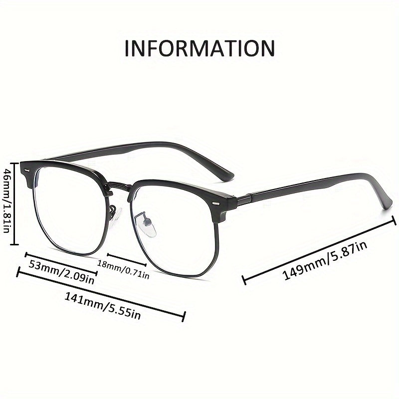 Men's Semi-Frame Sunglasses with Light-Induced Color-Changing Lenses Retro Style for Casual Wear