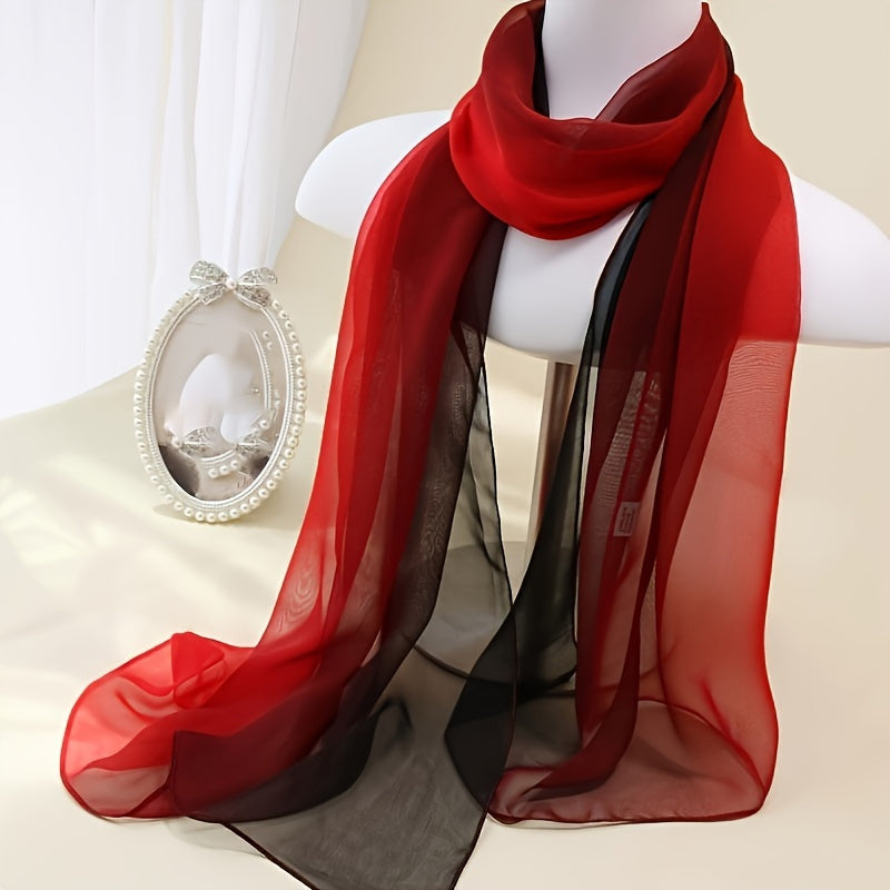 Gradient Color Gauze Scarf for Women Lightweight Summer Shawl Breathable Wrap