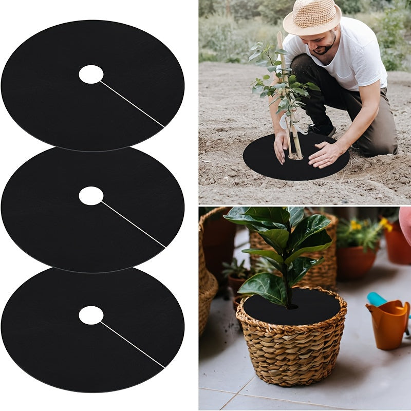 8pcs Black Non-Woven Tree Cover Rings Thick Weed Barrier for Gardening