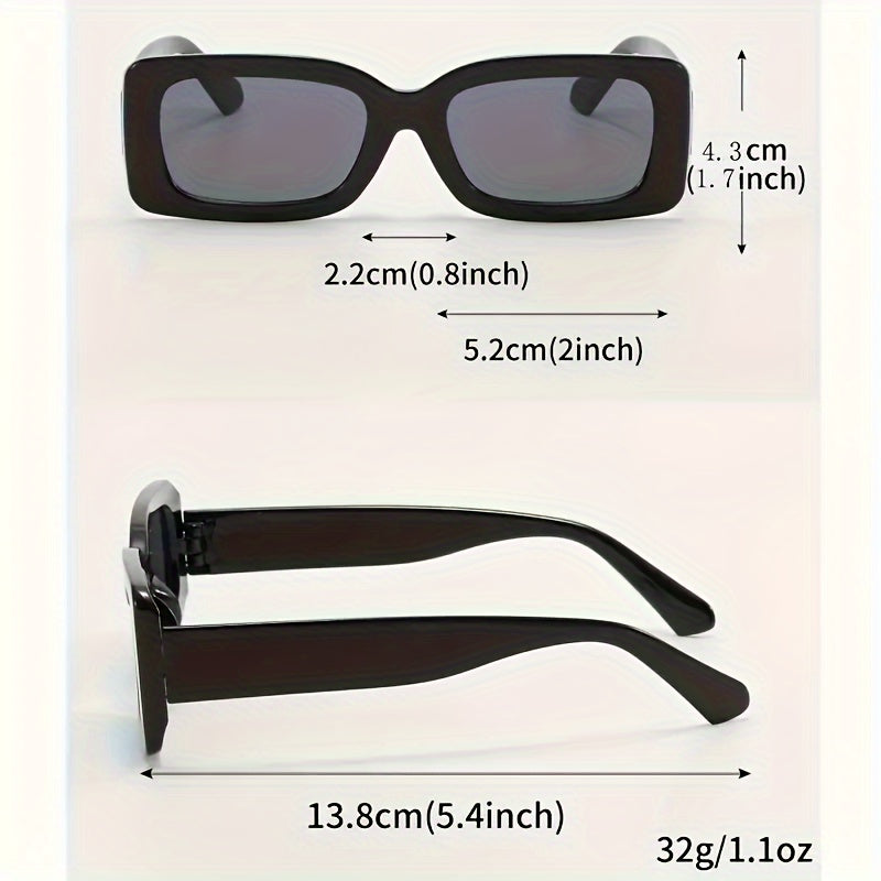 5 ta uniseks kvadrat moda ko‘zoynaklar to‘plami, to‘liq ranglar va Y2K uslubi bilan