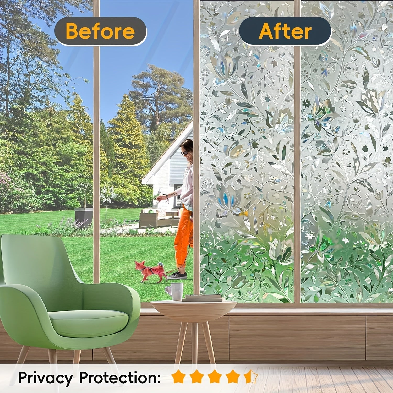 Privacy Window Film Static Cling One Roll for Office and Home Privacy Decor
