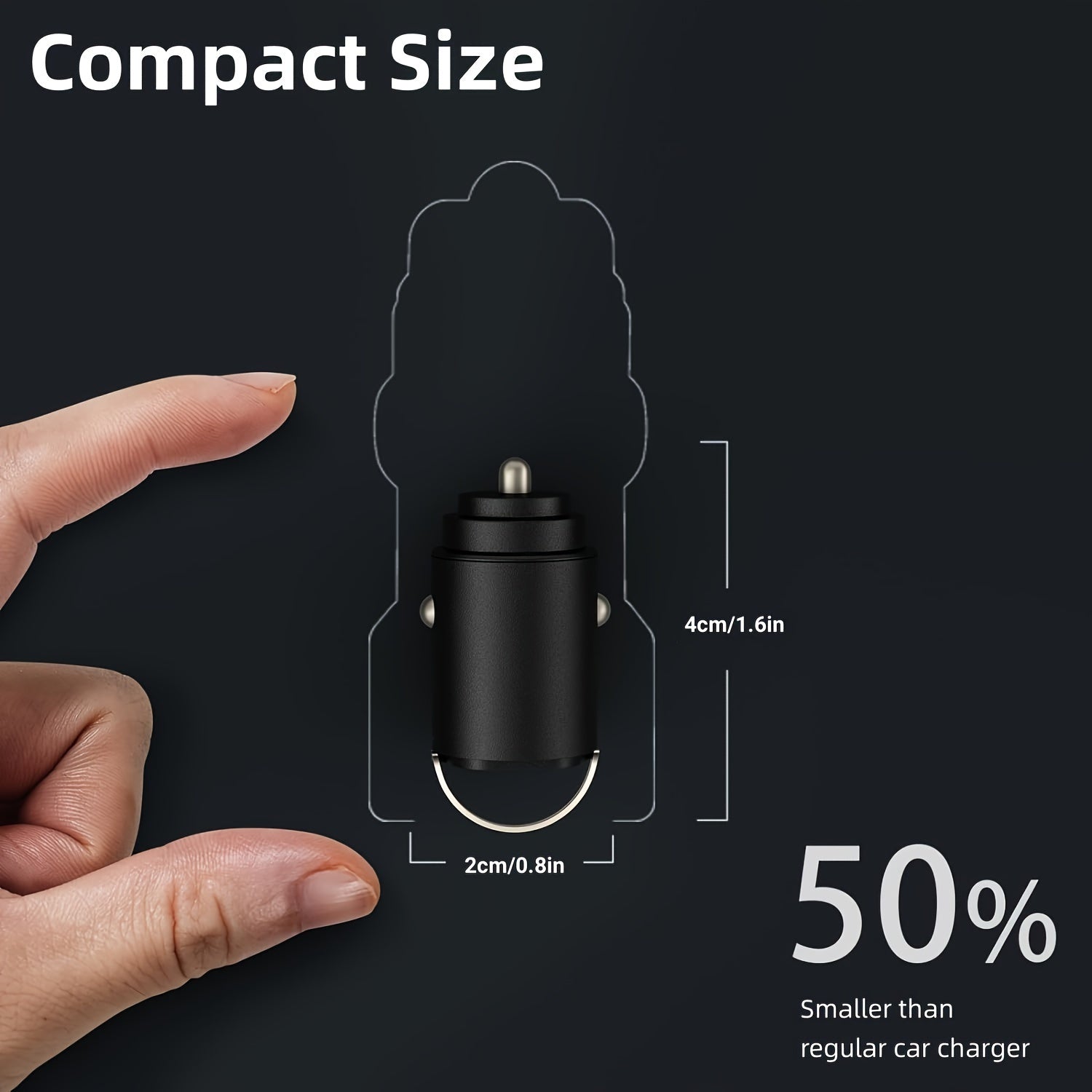 Dual Port 100W Fast Charging Car Charger Alloy Mini Design with Pull Ring
