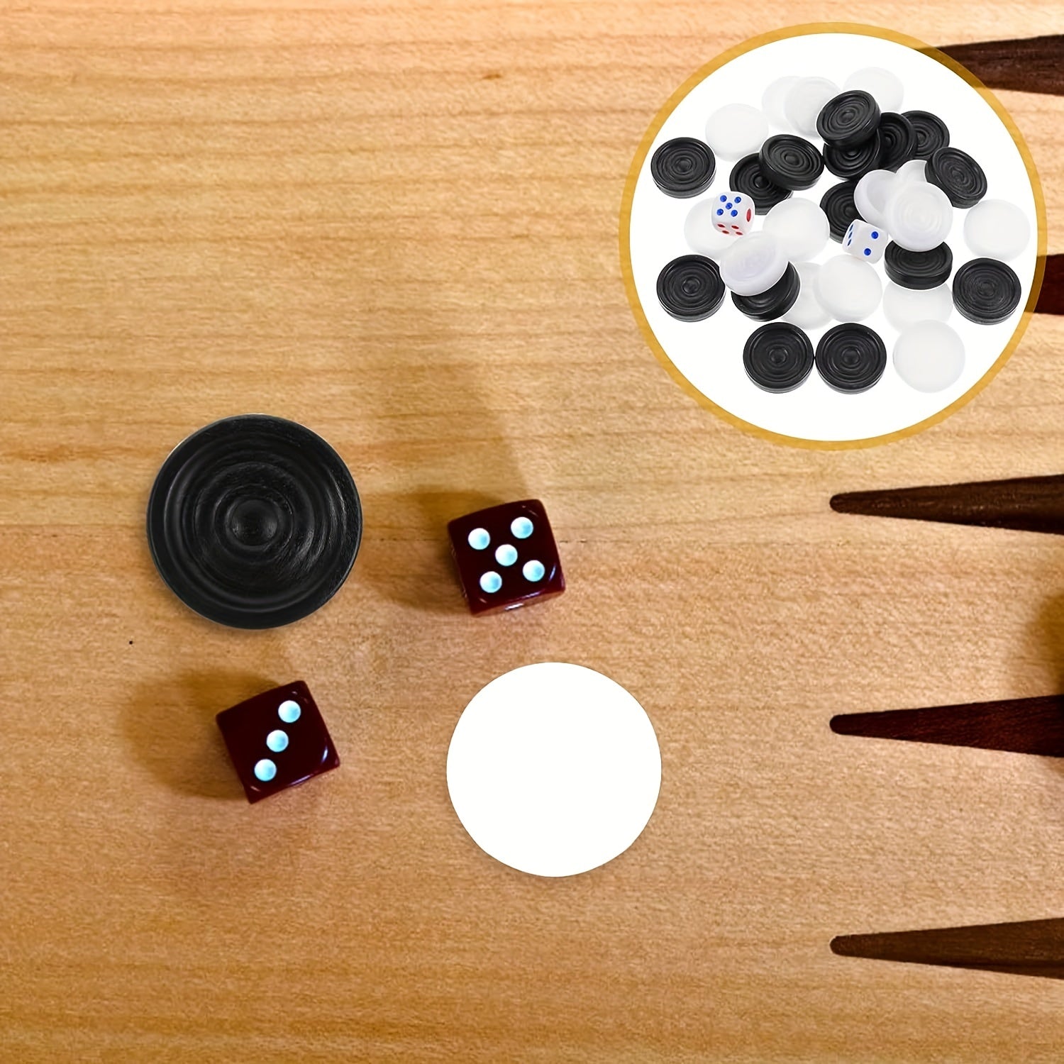 32 Black and White Plastic Backgammon and Chess Pieces for Board Games
