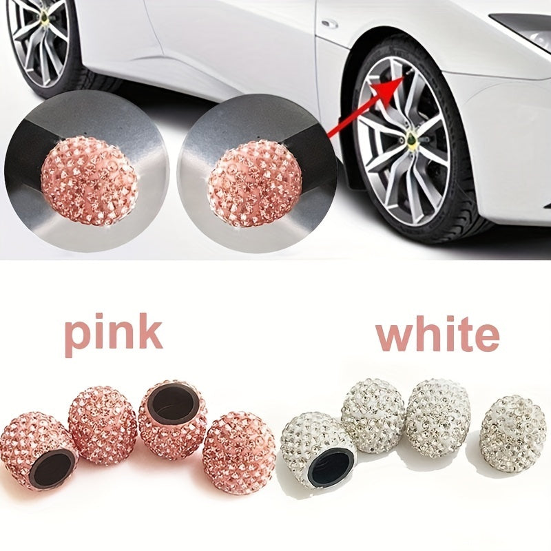 Car Tire Valve Caps Crystal Bling Dustproof Wheel Cover Pack of 4