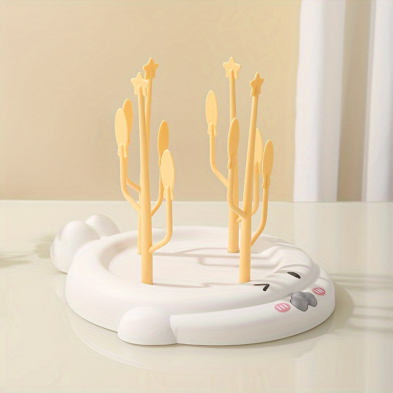 Seal-Shaped Bottle Drying Rack Ocean Animal Design PP Kitchen Organizer for Ages 14+