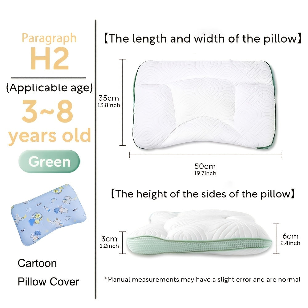 Kids Animal Pattern Pillow for Side and Back Sleep Travel Washable Pink Green