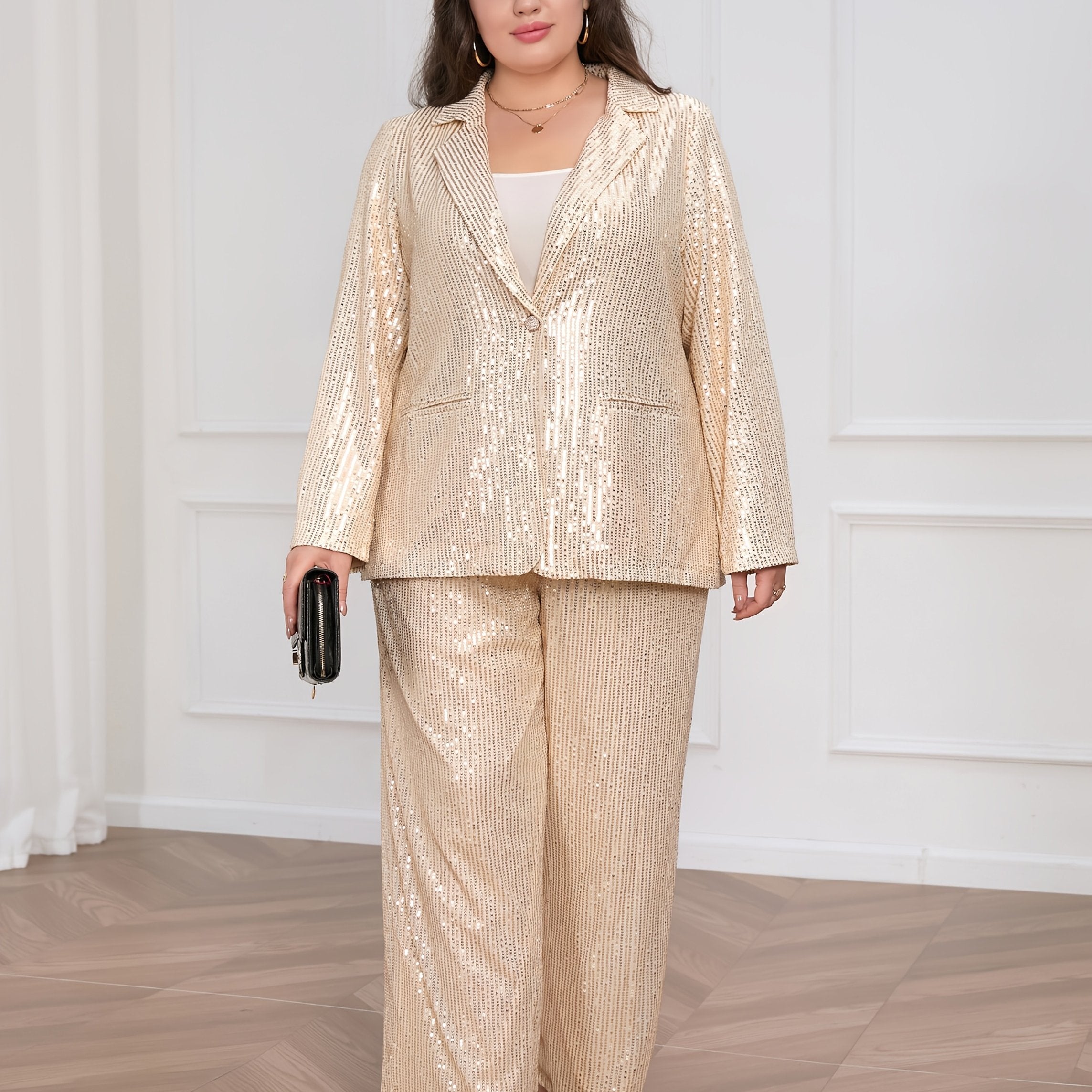 Women's Sequined Long Sleeve Suit Set for Parties and Events