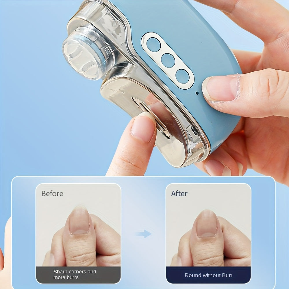 Cortapelos eléctrico para uñas con lámpara LED y molinillo, recargable por USB