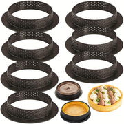 Set of 6 Perforated Tart Rings for Mousse and French Desserts, Non-Stick Bakeware