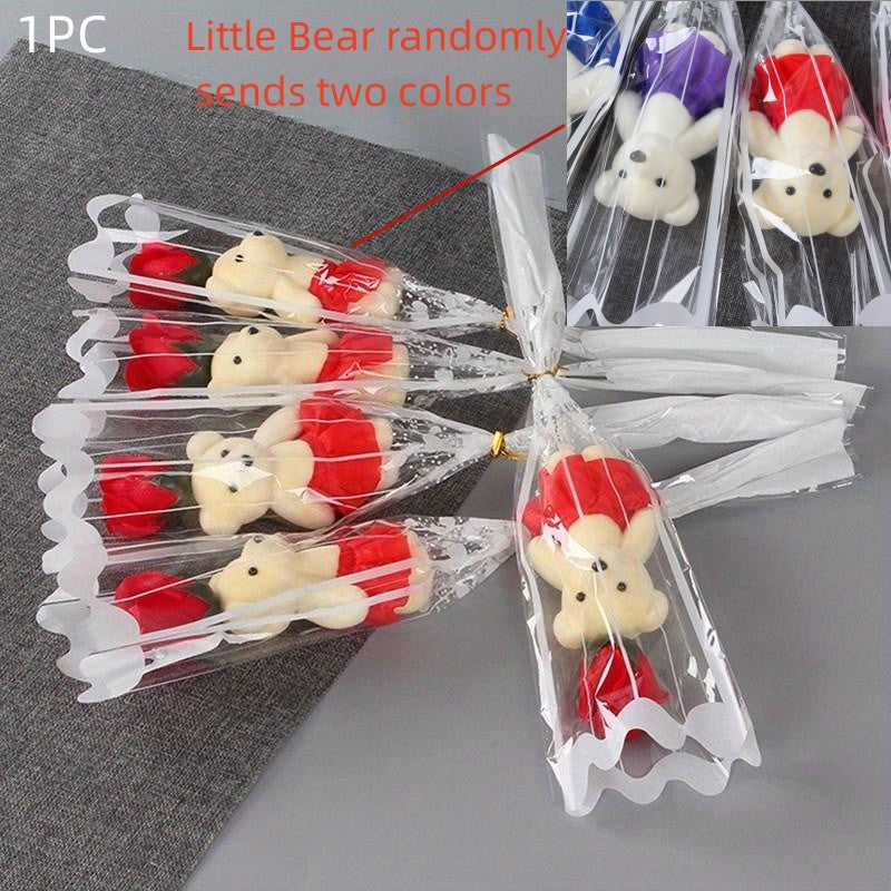 Sun'iy gul kompozitsiyasi, Valentin kuni sovg‘asi, ayiq bilan gulchambar, to‘y yoki uy bezatish uchun