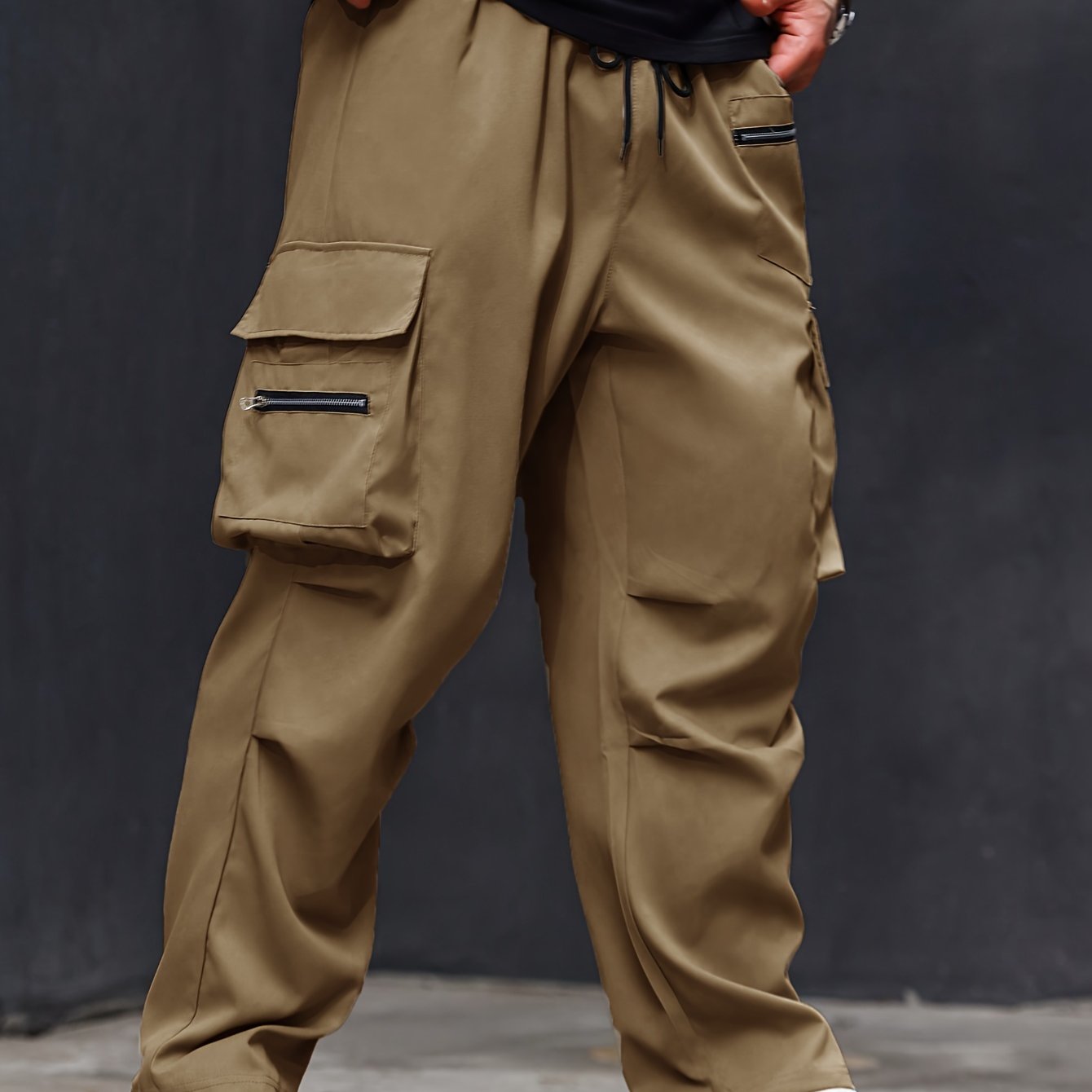 Plus Size Men's Cargo Pants Athletic Casual Regular Fit Solid Polyester