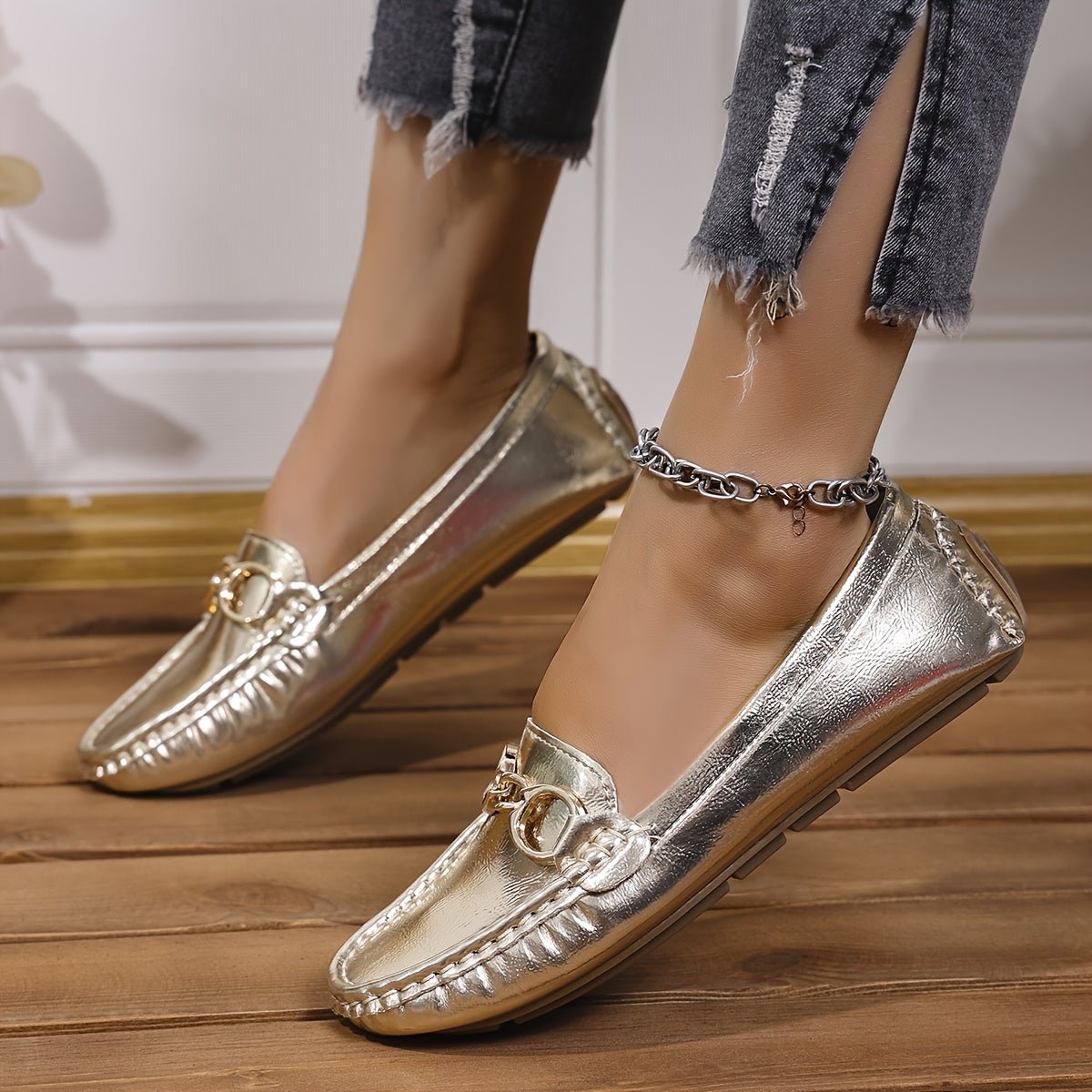 Women's High Gloss Patent Loafers Easy to Clean Durable Stylish