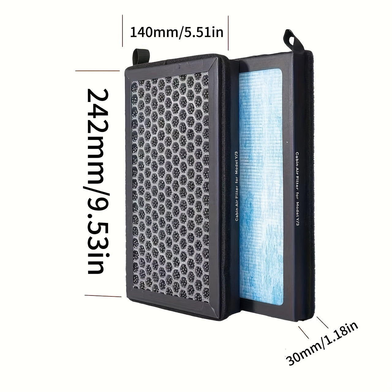 2pcs Car Air Filter for Tesla Model 3 Built-in AC Carbon Particle Purifying Grid