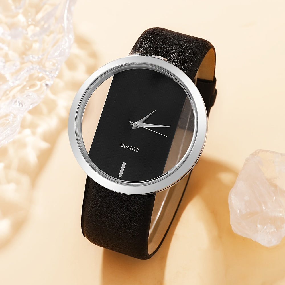 2 ta ayollar modasi soatlari to'plami, bo'sh dizayni bilan, kvarts mexanizmi, PU charm bilan yurak bilagti