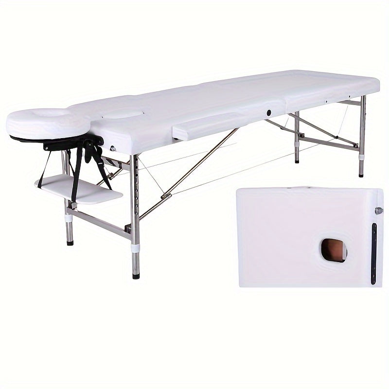 Foldable Adjustable Height Massage Table with Face Pillow for Spa Home Tattoo