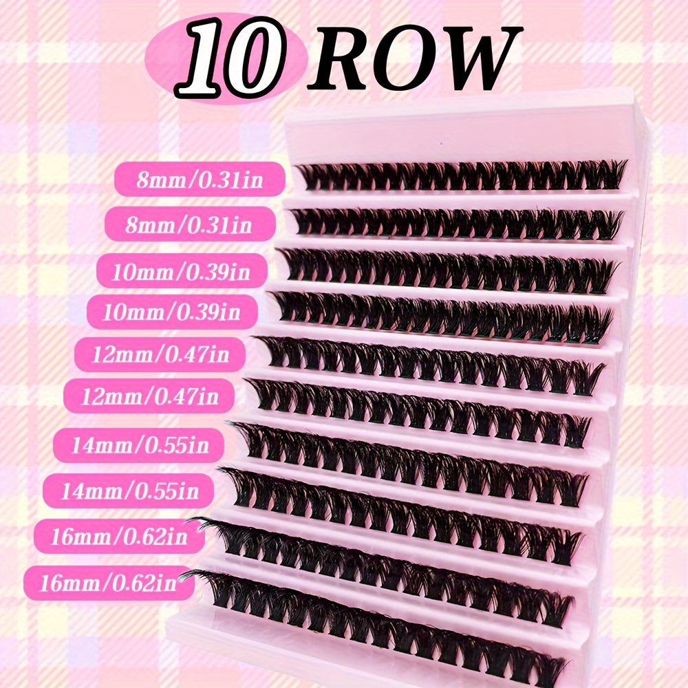 Eyelash Extension Kit 200 Pcs Natural Sticky Clusters for Self Application