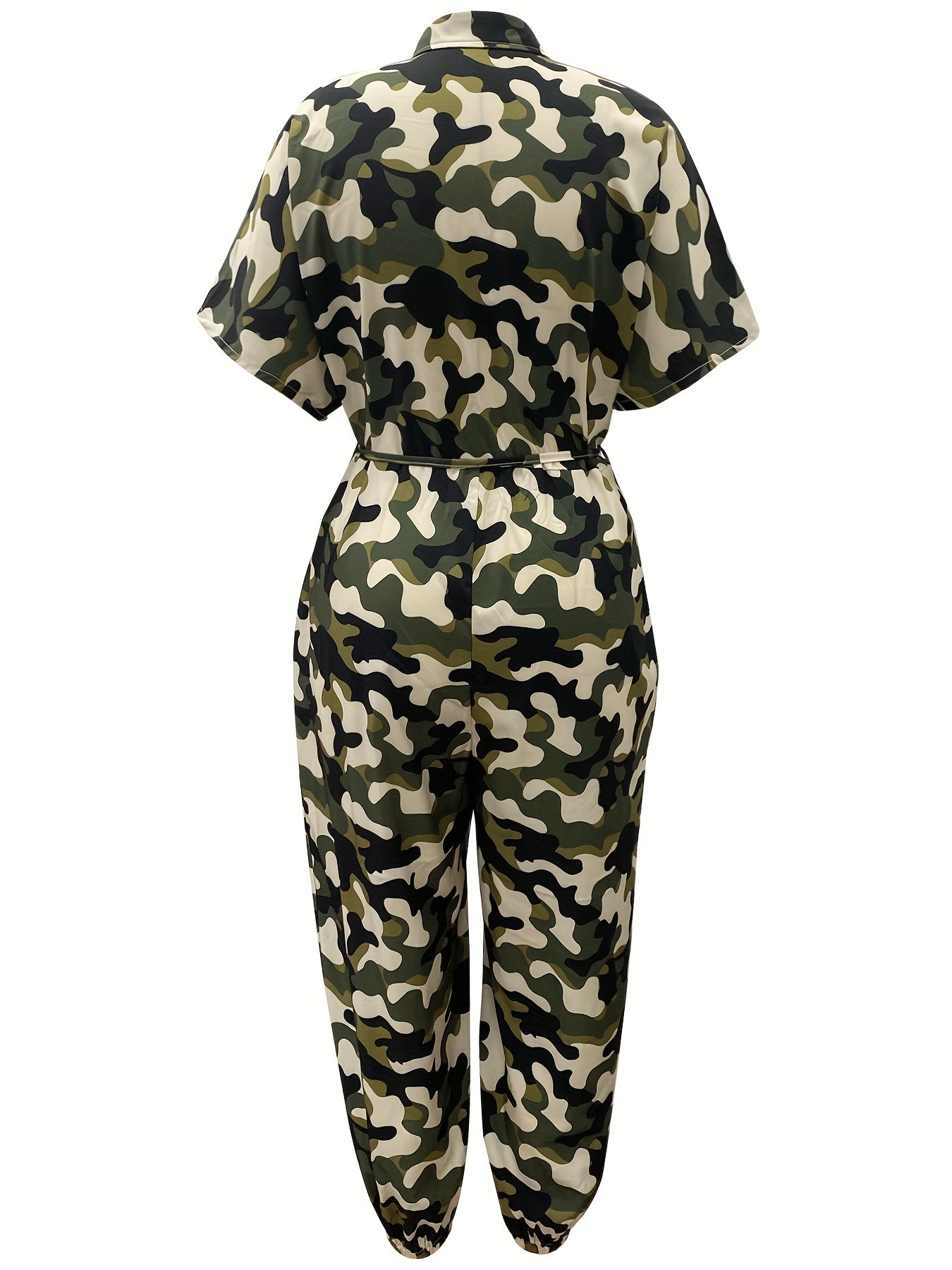 Women's Camo Print Jumpsuit Polyester Casual Loose Fit Parka
