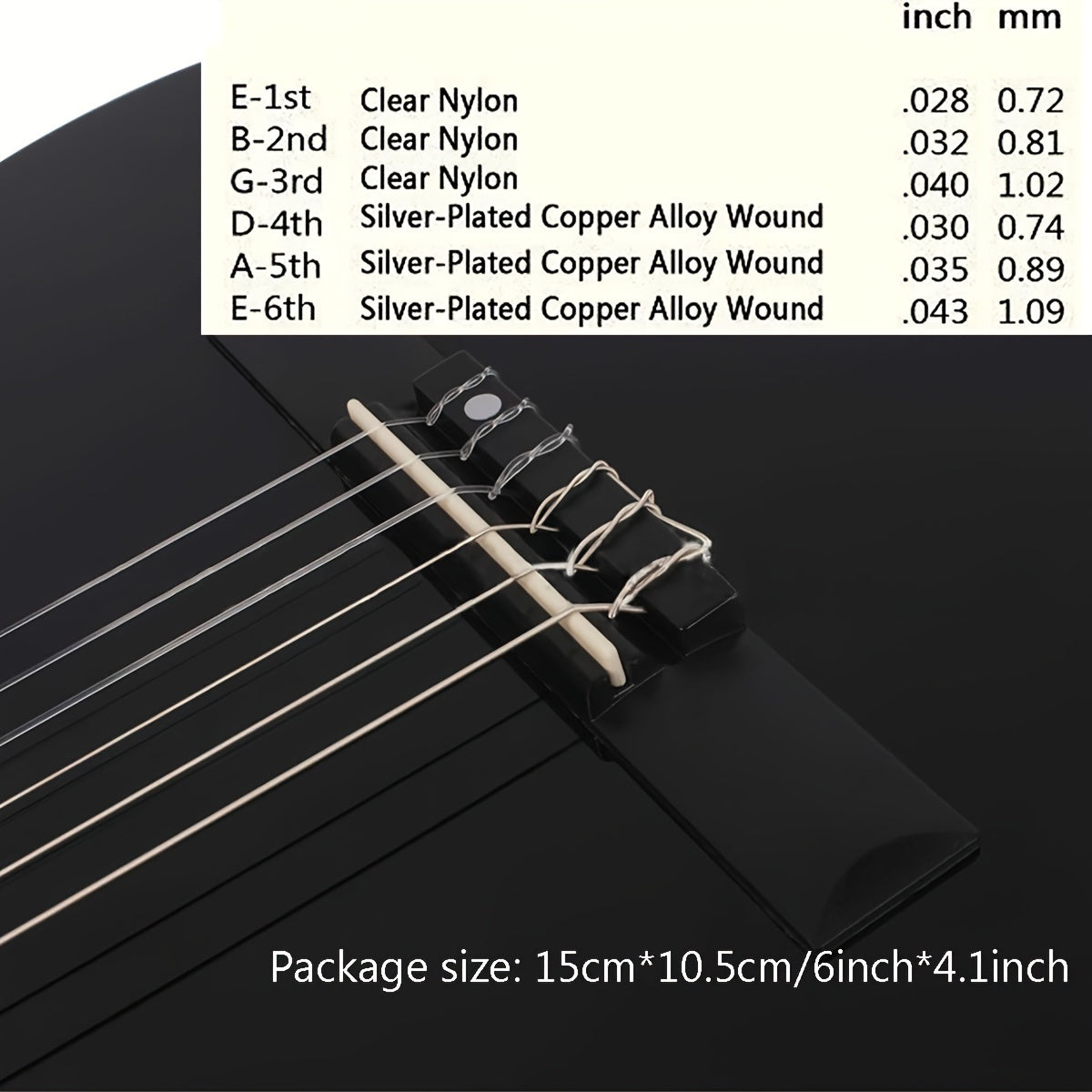 Six-Piece Set Nylon Classical Guitar Strings Uncoated Plain Winding