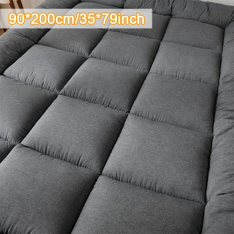 Full Size Japanese Floor Mattress with Thick Fluffy Padding Blue Foldable Tatami Cushion for Camping Dormitory Guest