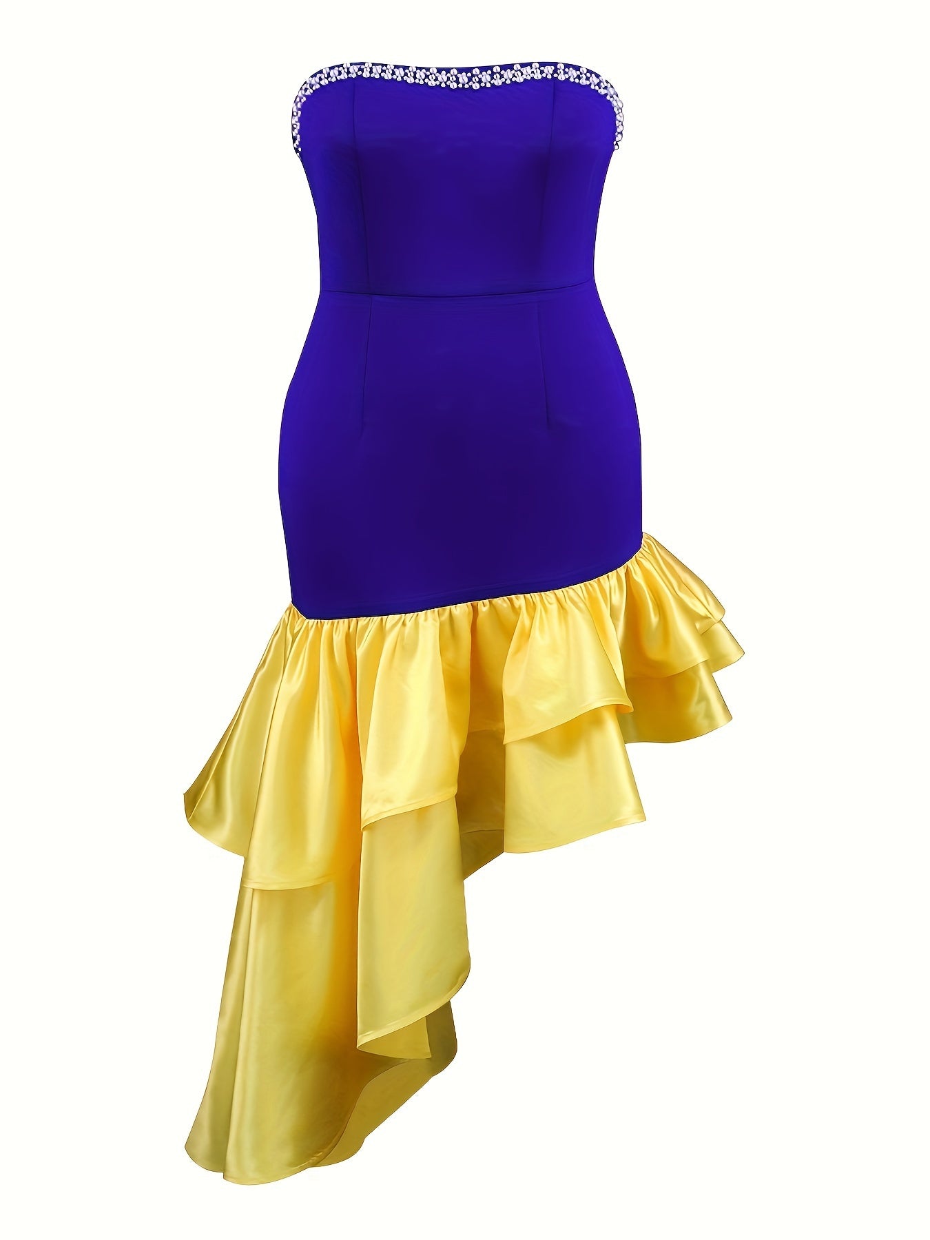 Women's Luxury Nail Bead Bralette Irregular Party Dress