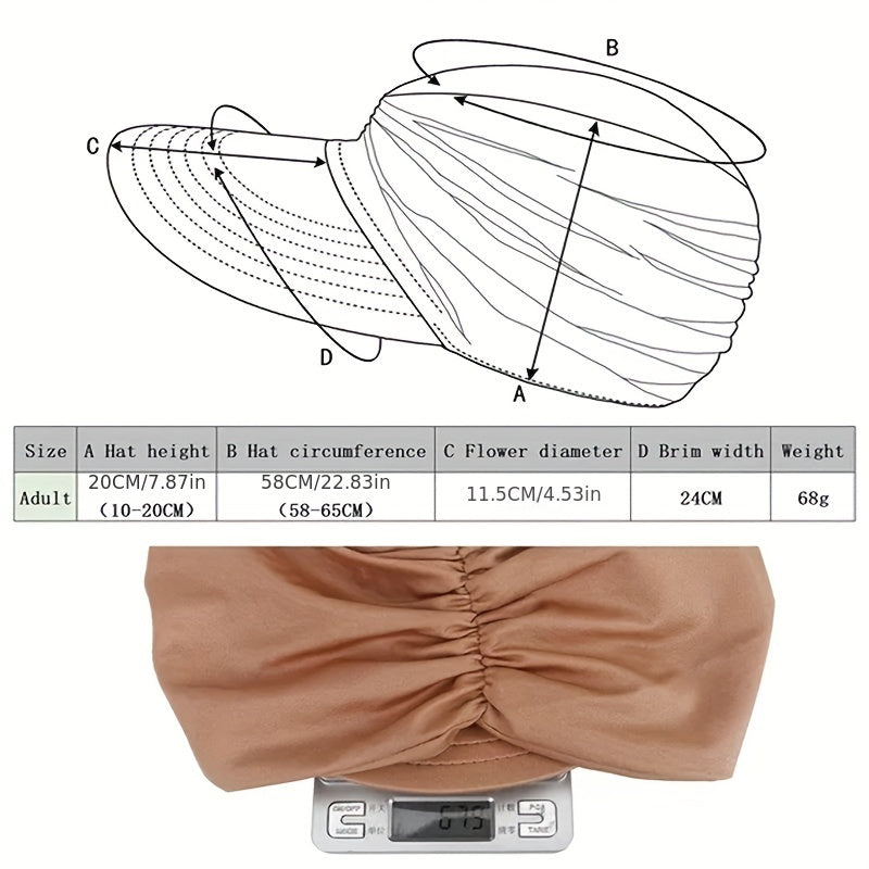 Women’s Sun Hat Nylon Woven Beach Hat with Sun Protection for Spring Summer Autumn