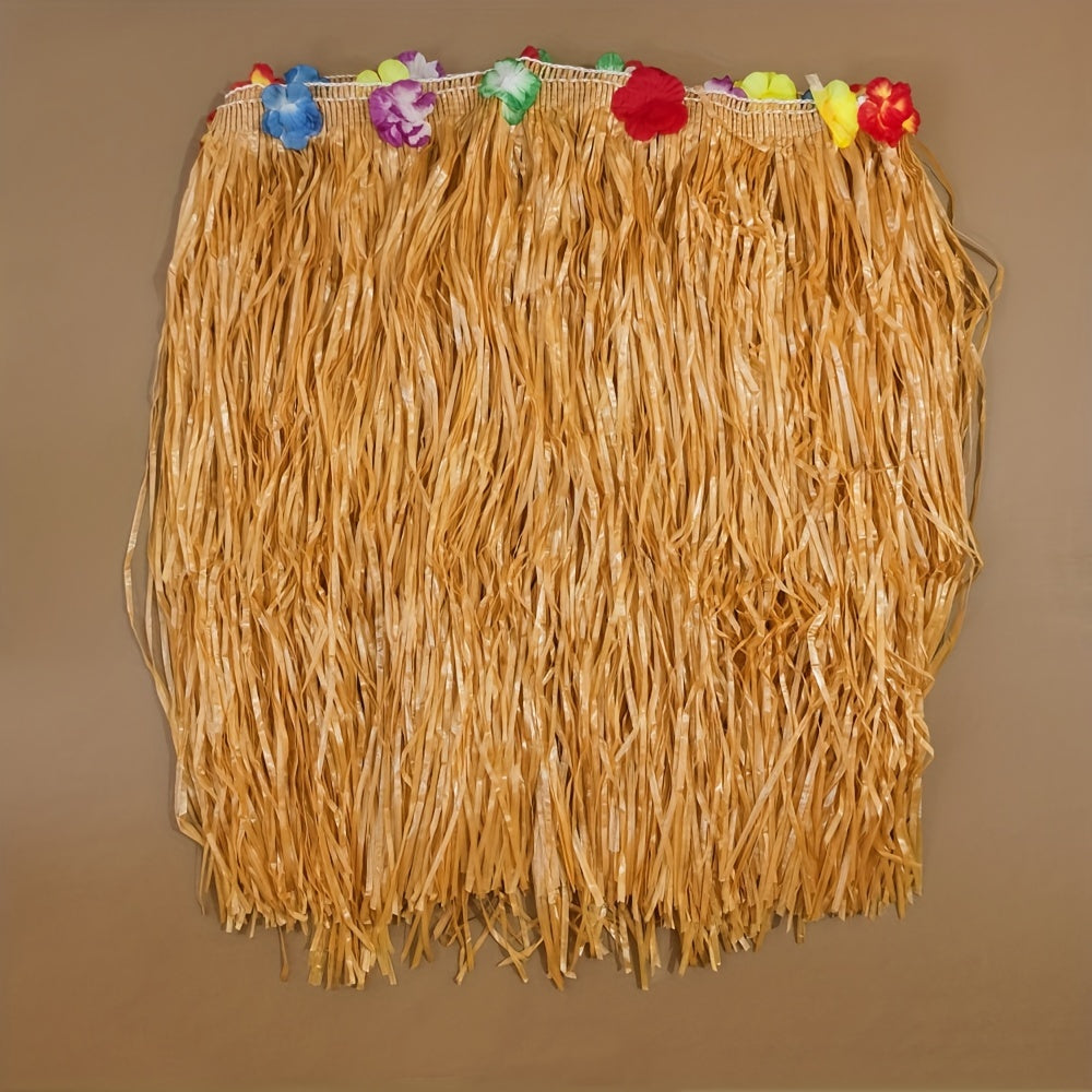 Falda de mesa de hierba hawaiana 274x75cm para fiesta Luau decoraciones tropicales paja amarillo verde