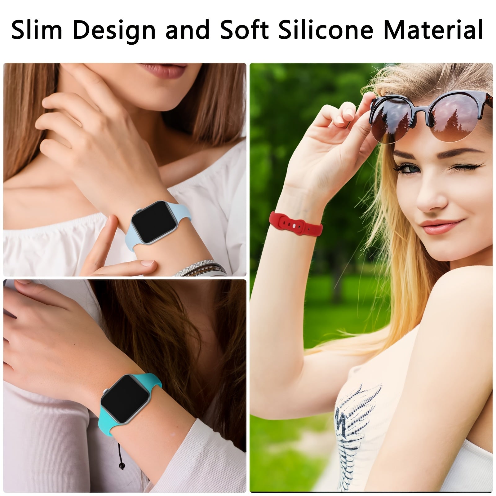 Slim Silicone Watch Bands for Men Women Compatible with Apple Watch Series 1-10 Ultra SE 38mm 40mm 42mm 44mm 45mm 49mm