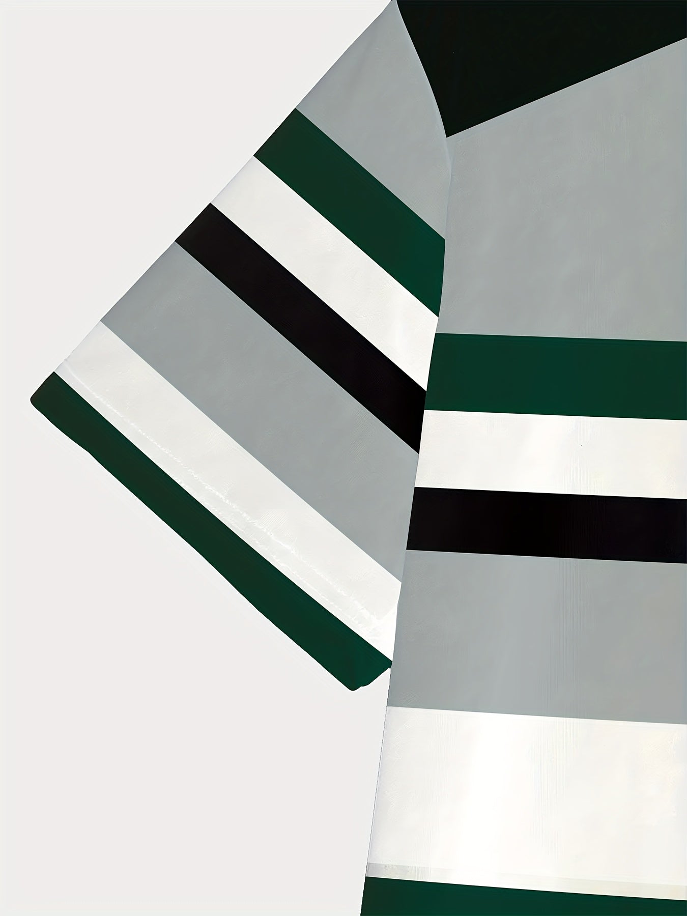 Camiseta de manga larga para hombre de poliéster a rayas, ajuste regular, para todas las estaciones, verde y blanca