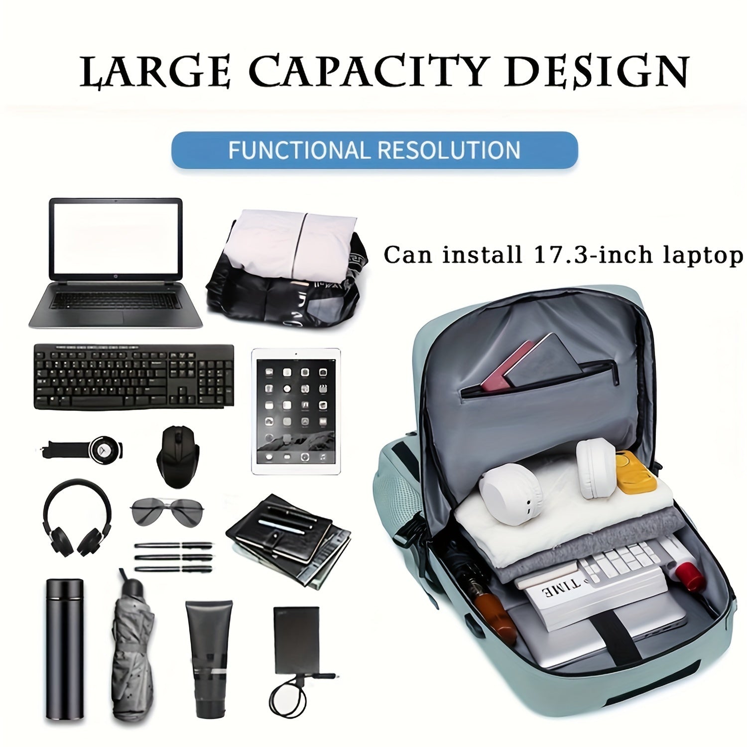 Travel Backpack with Laptop Compartment USB Port Large Capacity Durable Nylon