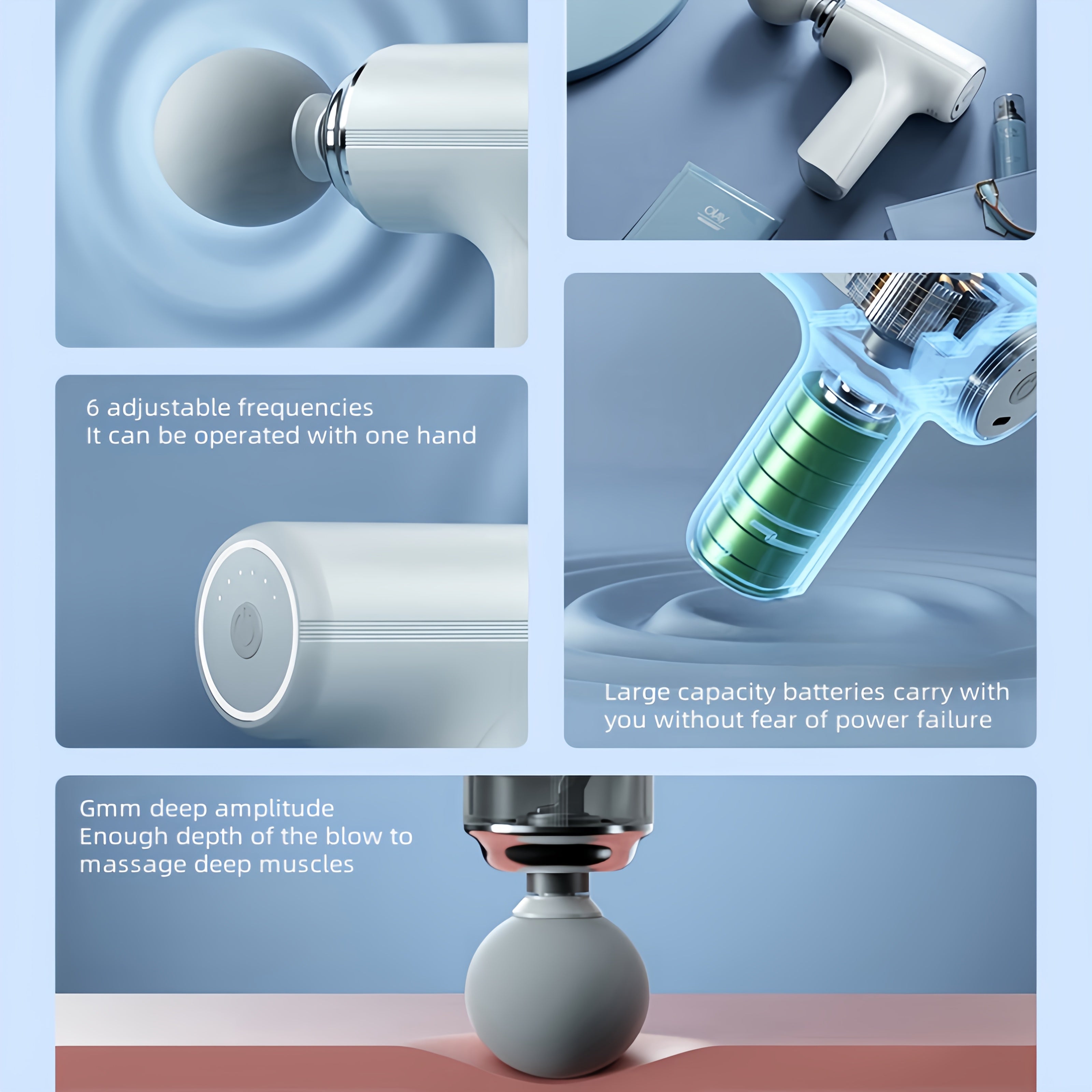 Compact Rechargeable Massage Gun for Whole Body Relief with Lithium Battery