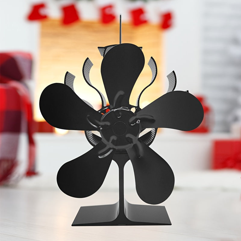 One-Piece Thermal Power Wooden Stove Fan 5 Blades Fireplace Non-Electric