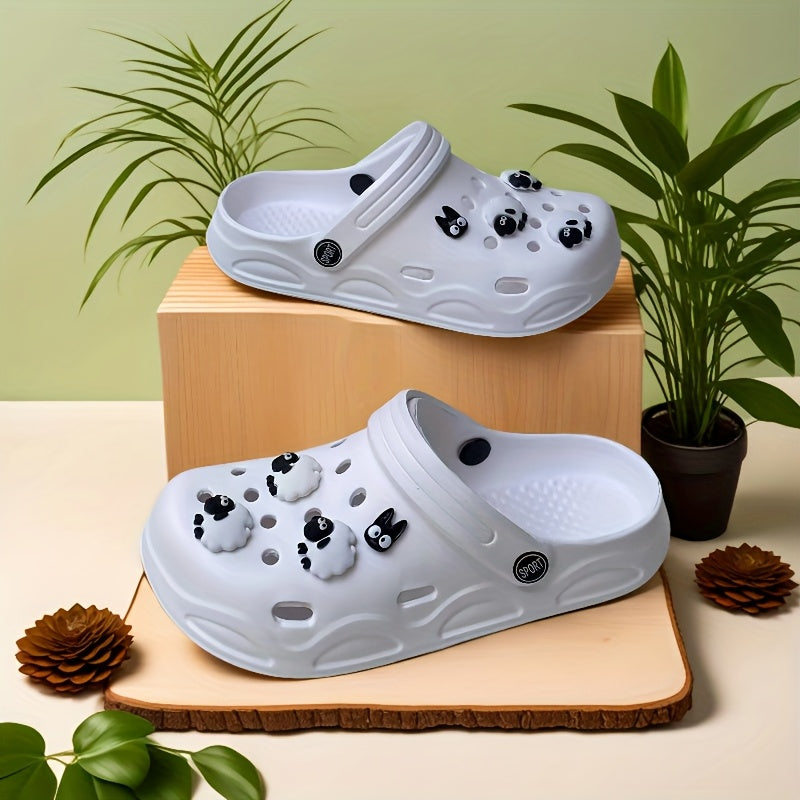 Женские дышащие легкие сабо из EVA для сада с животным принтом и шармами