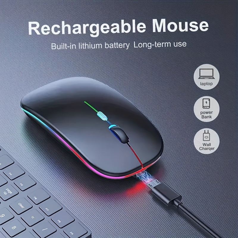 Ratón inalámbrico para juegos modo dual 5.1+2.4G recargable silencioso con retroiluminación ergonómica