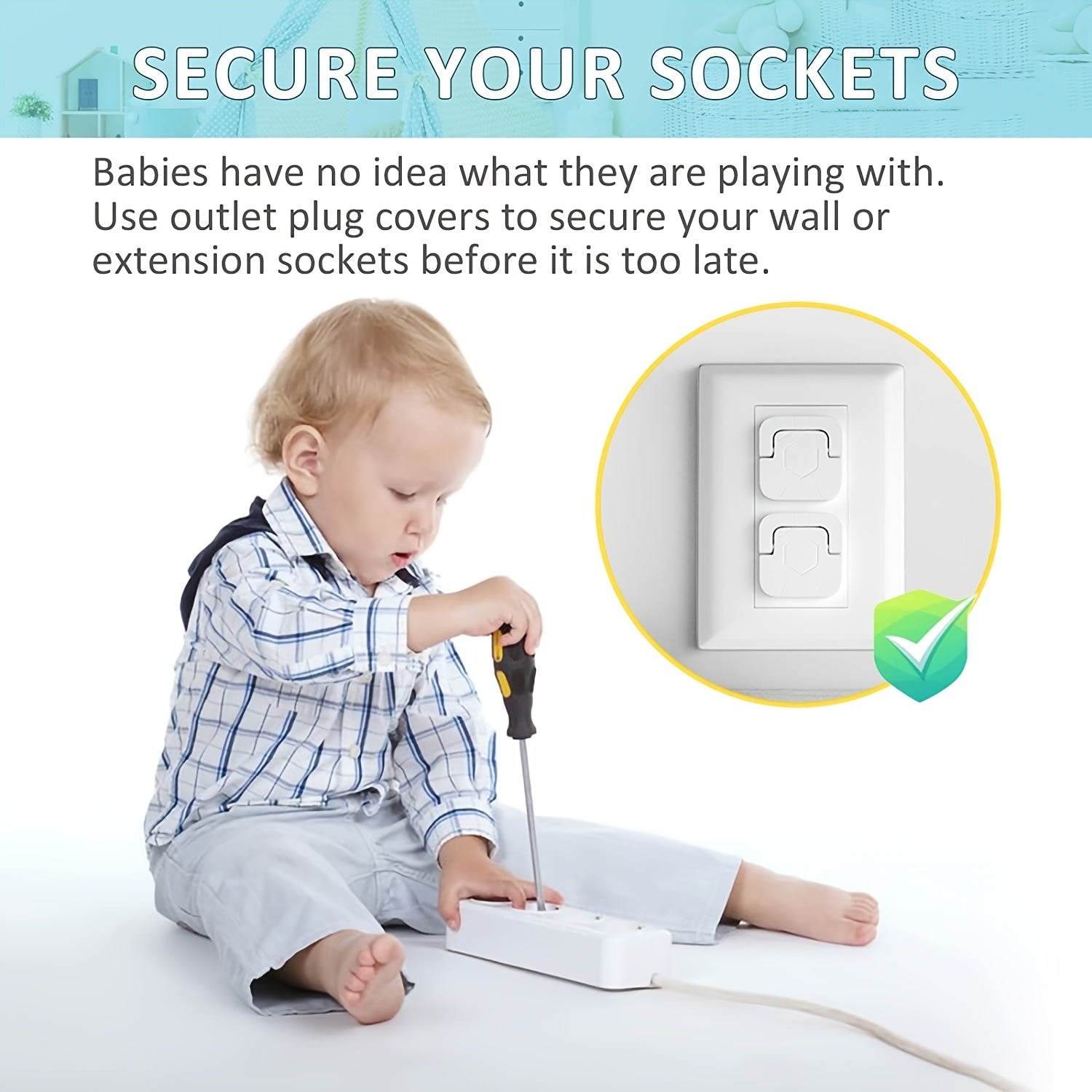 Baby Proofing Outlet Safety Covers Set of 30 with Hidden Pull Handle Childproof Socket Protectors