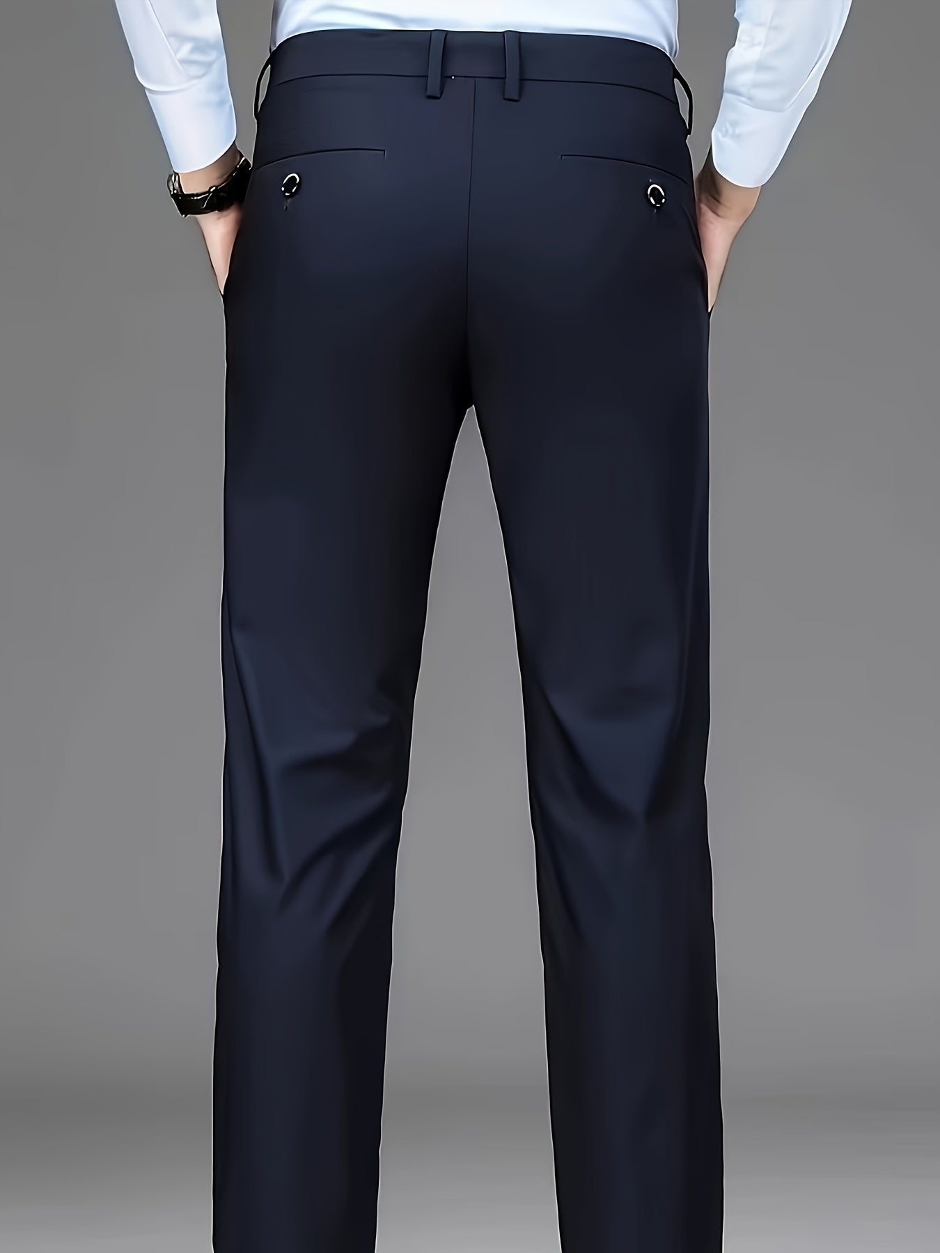 Men's Straight Leg Suit Pants Polyester Solid Casual Formal Autumn Winter