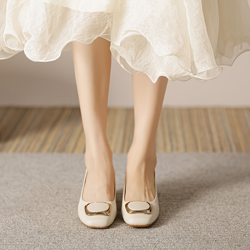 Women's Sequin Embellished Square Toe Slip-On Pumps, All-Season Block Heel